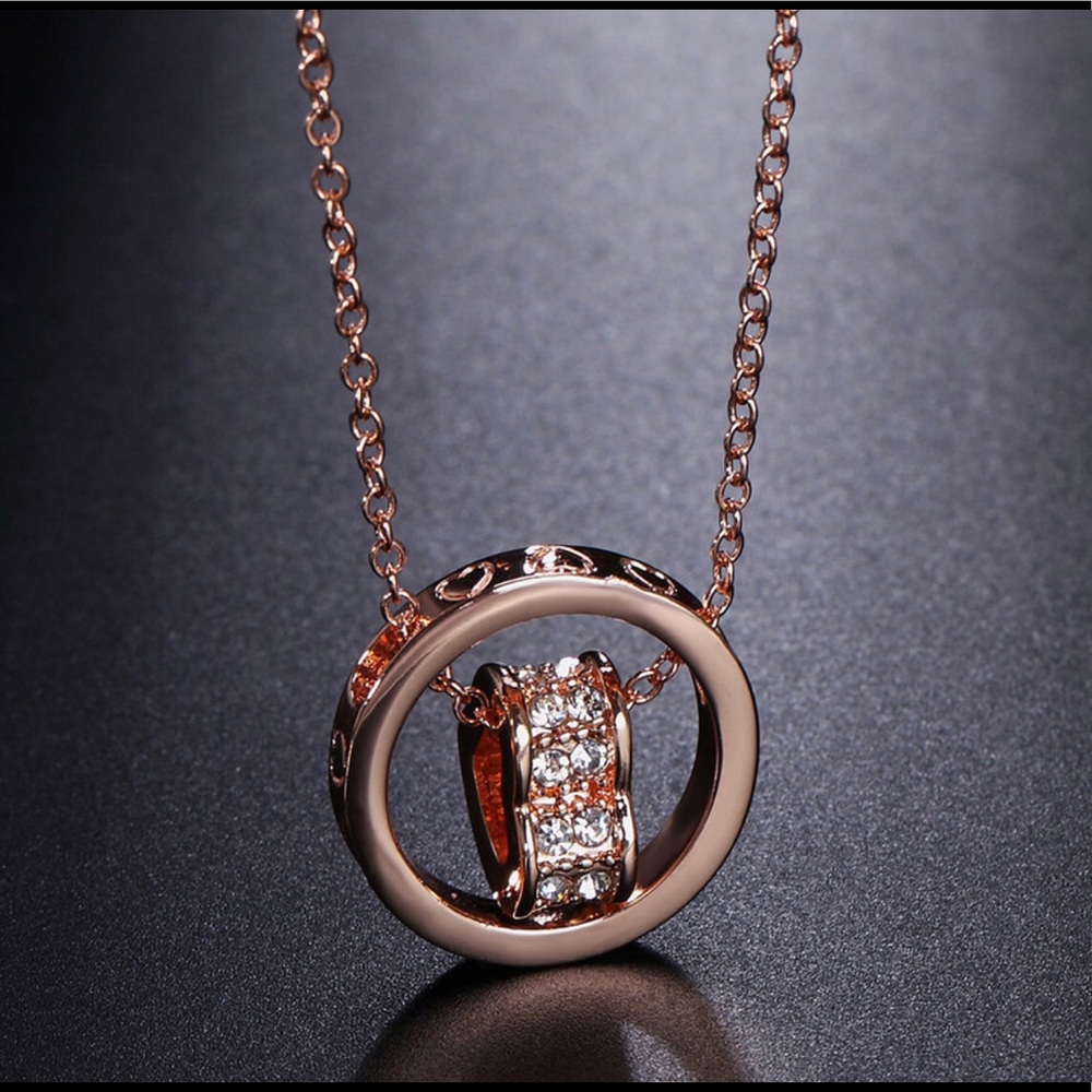 Heart Crystal Necklace • Rose Gold
